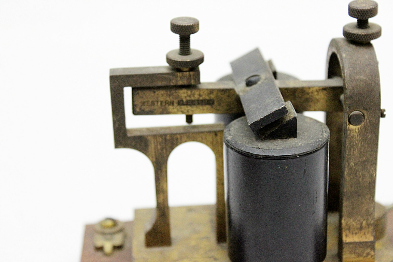 Vintage Western Electric Main Line Sounder 15-B Wood Base Brass Parts