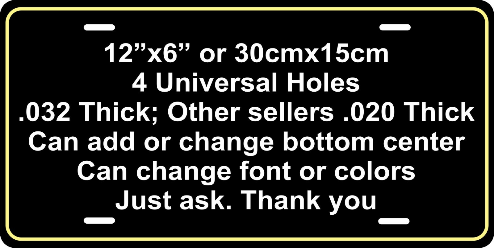 Any State Any Text 250 Designs License Plate Personalized Custom Auto Car