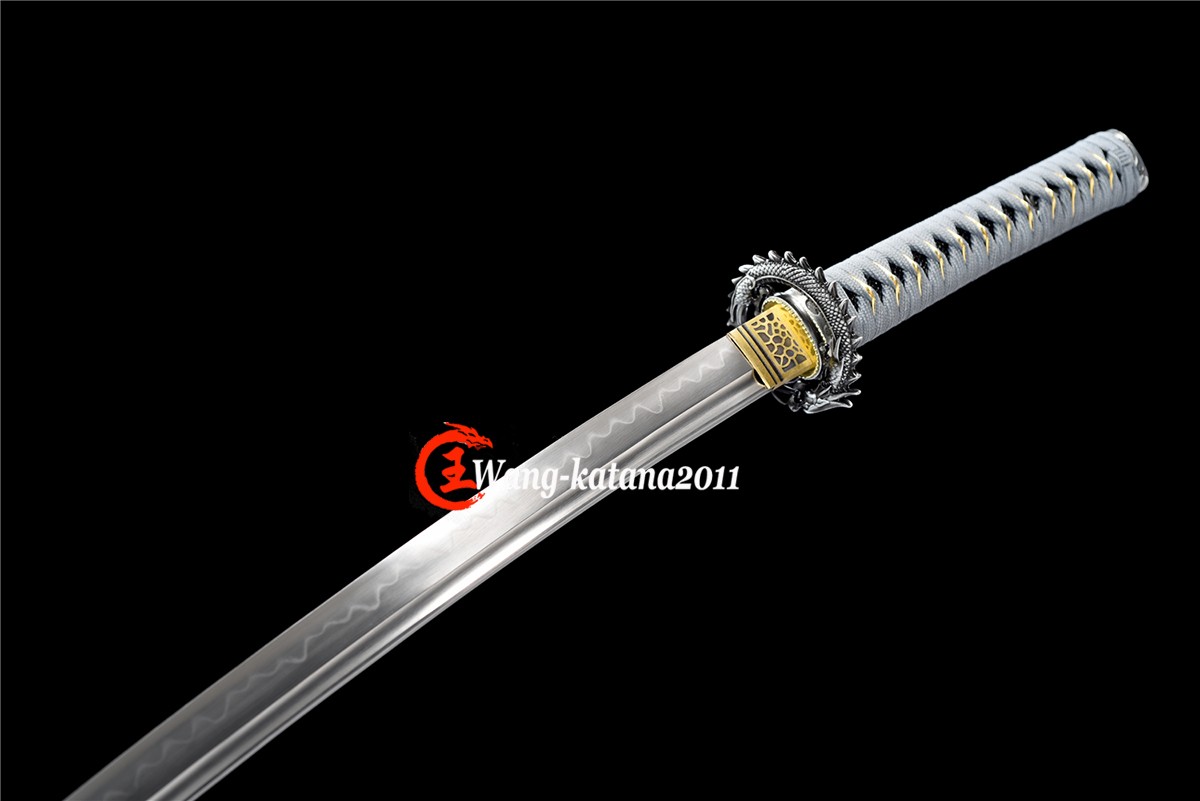 Full Tang Gray Dragon Japanese Samurai Katana Sharp Sword T10Steel Clay Tempered