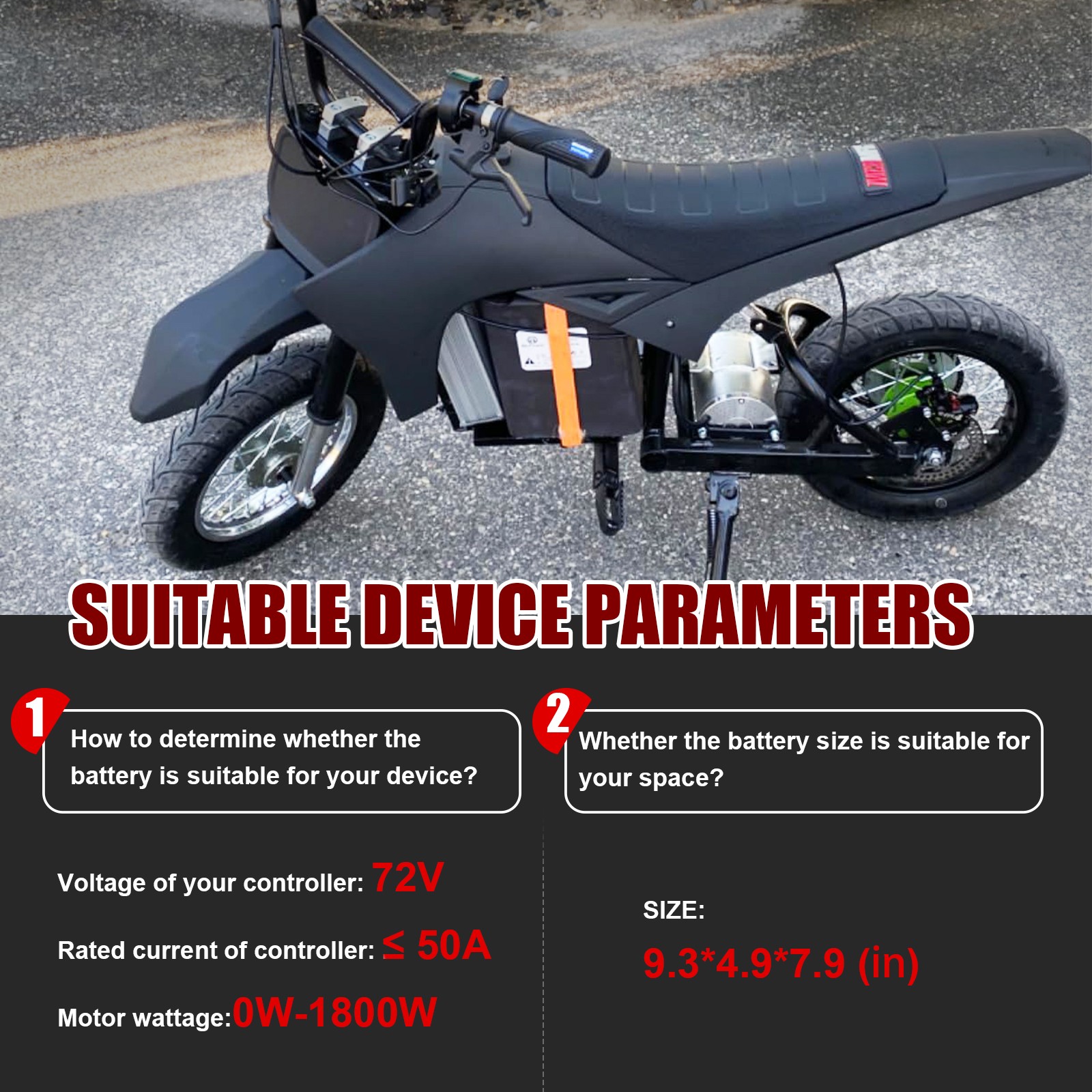 72V 20Ah LiFepo4 Lithium Battery Pack for 250W-1800W Motor B ike 50A BMS