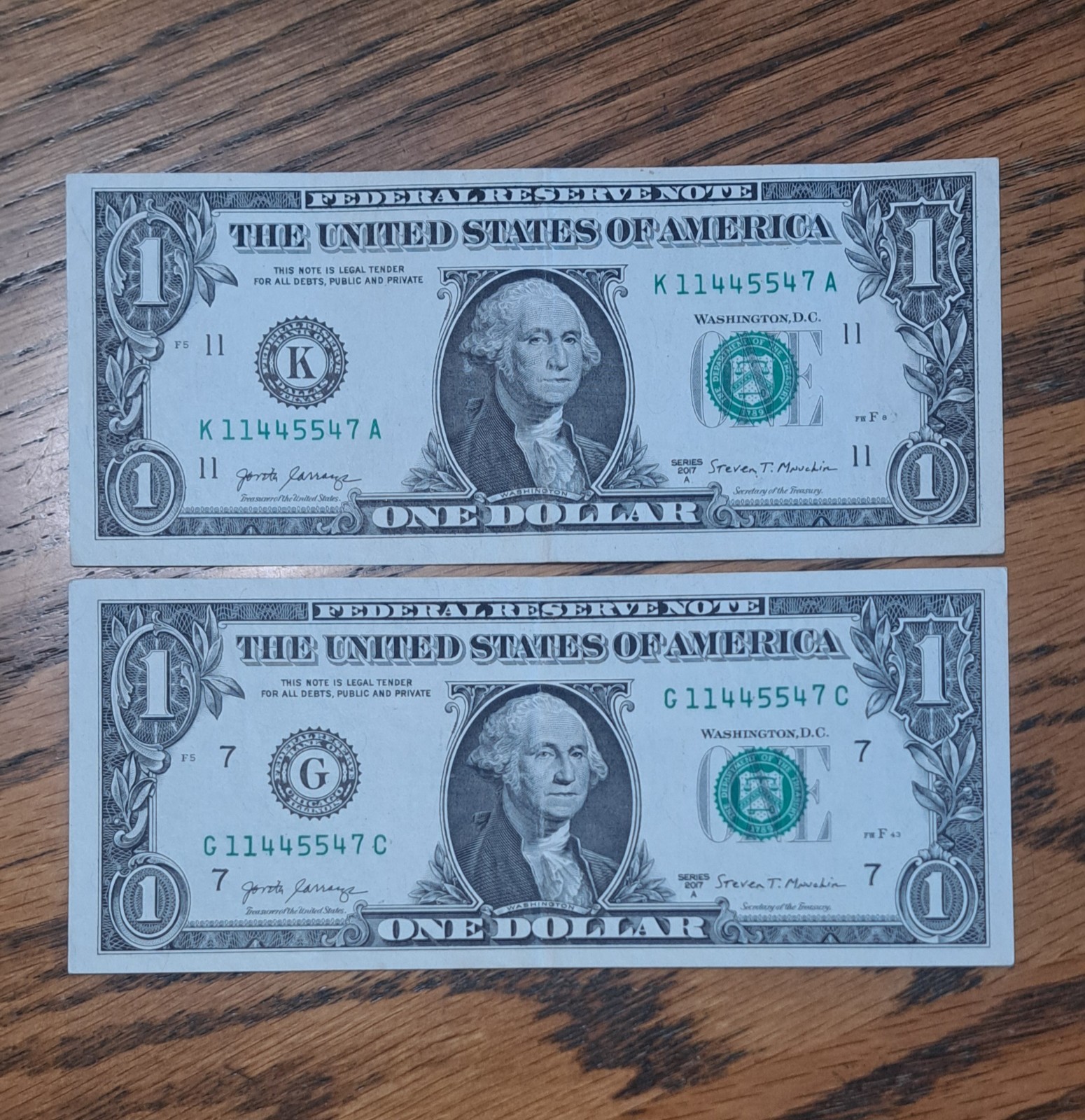 MATCHING $1 & $2DOLLAR NOTES! –SAME SERIALS -