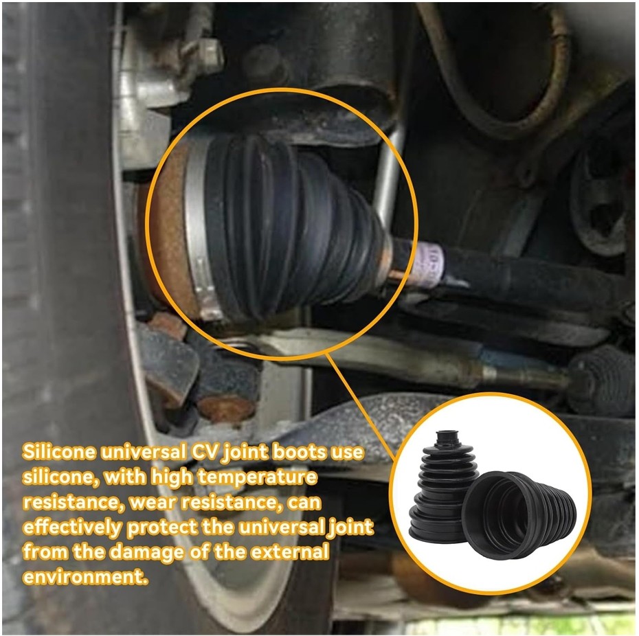 2‌X Car Drive Shaft CV Axle Joint Boot Dust Cover Kit Universal Rubber w/Clamp‌s