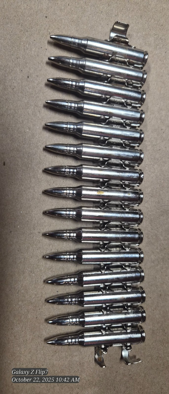 Metal Bullet Belt - Nickel & Copper -Real-Full Metal Jacketed bullets.