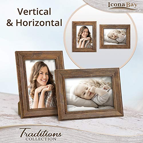 - Chestnut Brown Picture Frame - Rustic Wood Pattern - Lightly 5x7 1