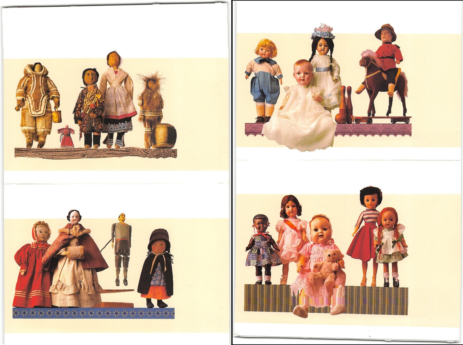 4 unused postcards of the Montreal Youth Expo, cards depict dolls