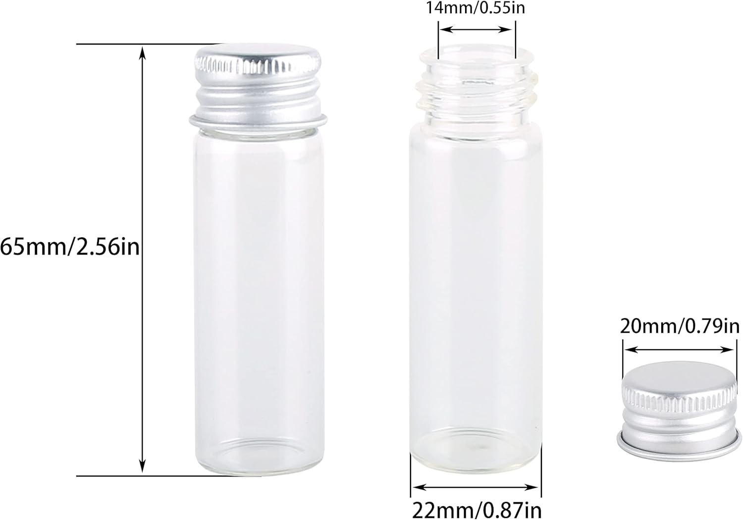100 Tiny Glass Bottles Clear Small Vials 15 Milliliter Empty Mini Jars