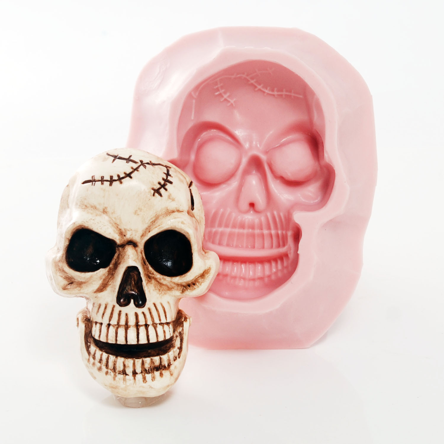 Large Skull Silicone Mold - Food Safe Chocolate - Soap, Wax, Resin, Clay (557)