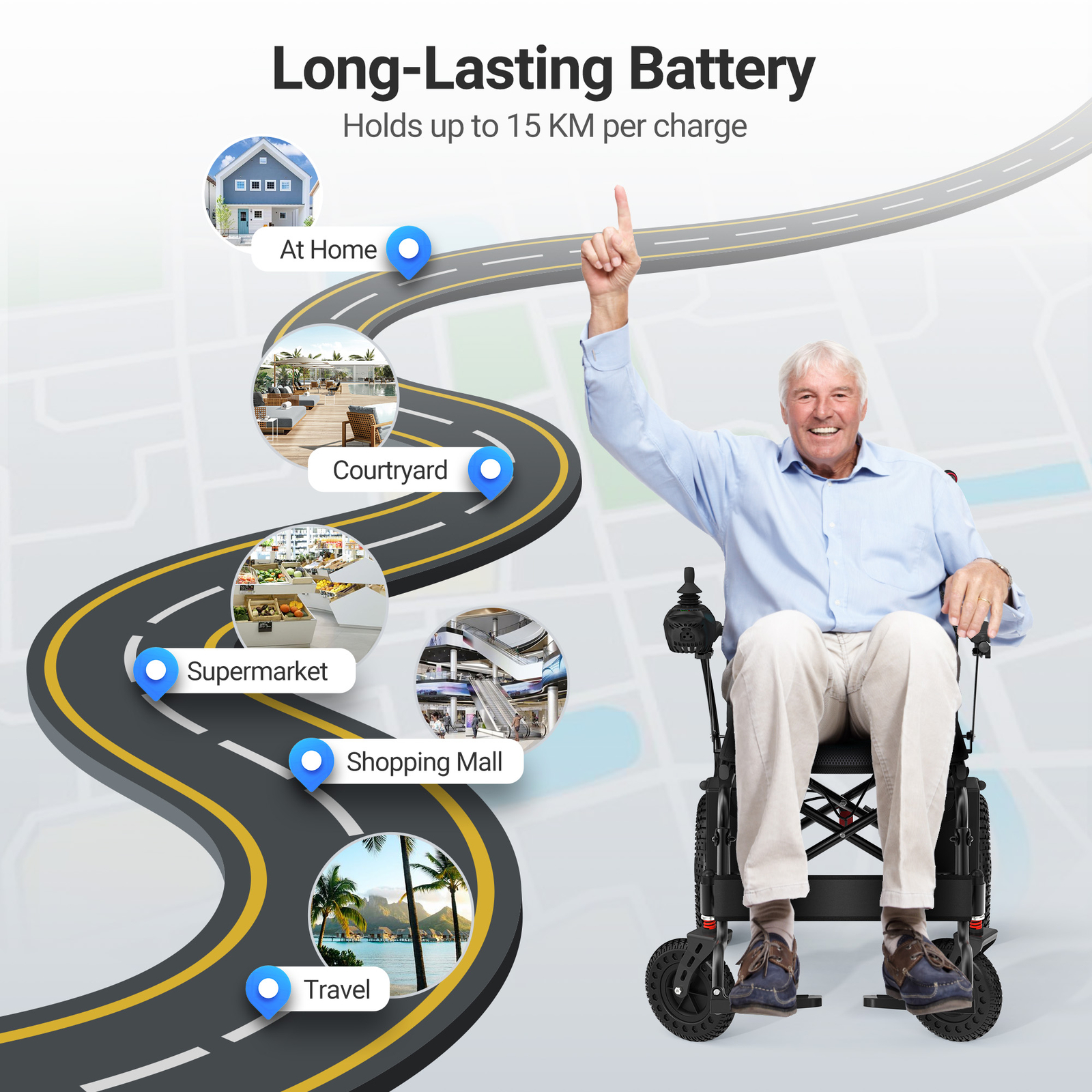 Used Foldable Intelligent Electric Power Mobility Wheelchairs Power All Terrain