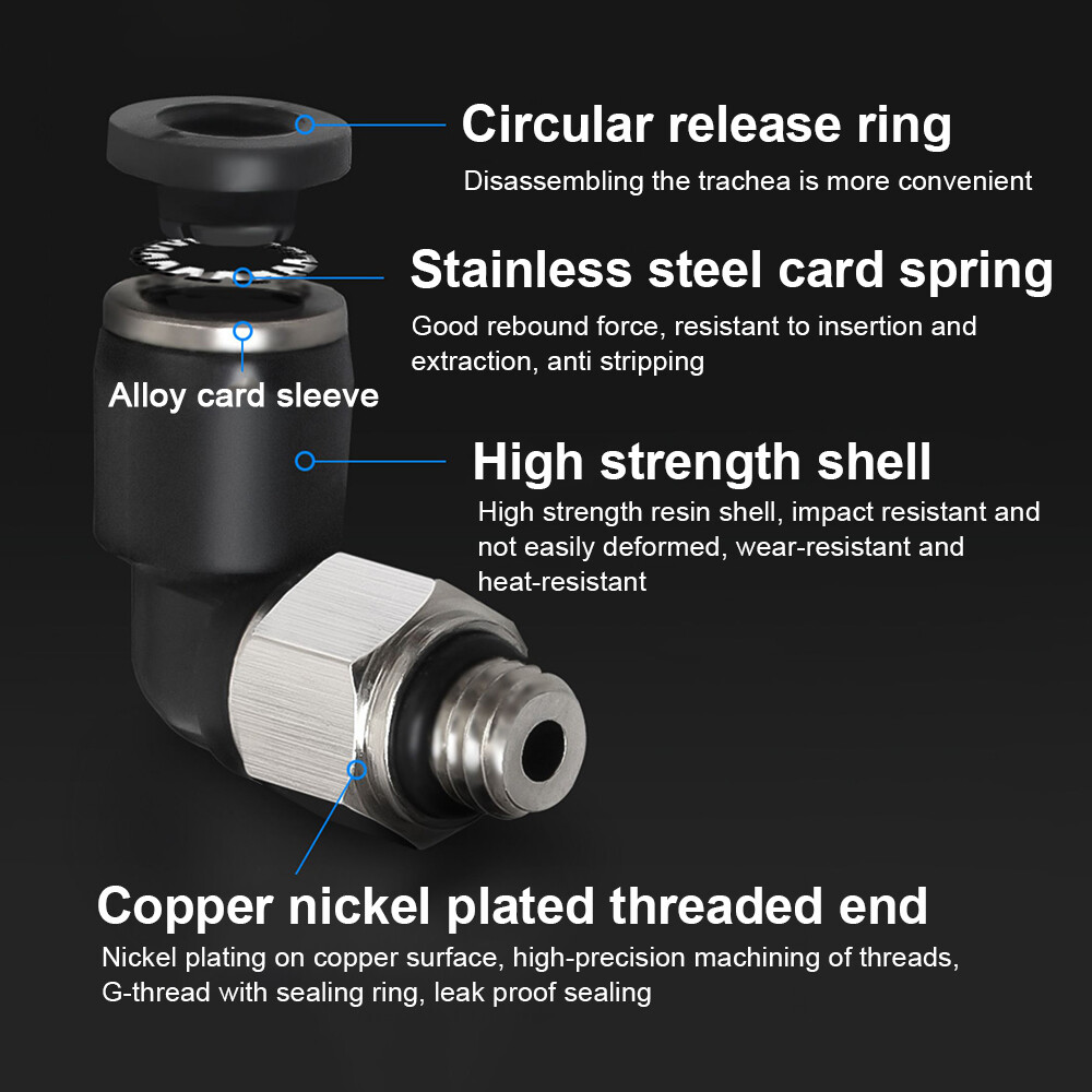3mm 5mm 6mm 9.7mm Pneumatic Tube 90° Elbow Male Swivel Push To Connect Fitting