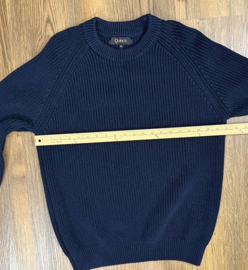 Quince Organic Cotton Ribbed Crewneck Sweater Mens Navy XL