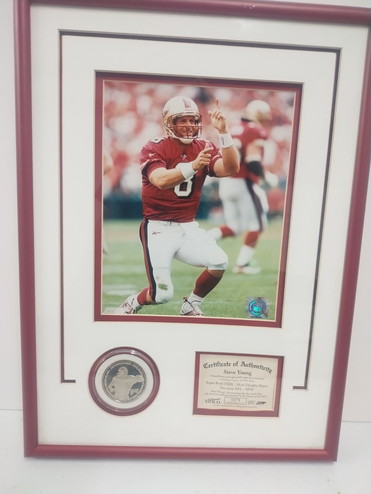 Steve Young Super Bowl XXIX MVP Coin .999 Pure Silver 2 Troy Ounce NFL BYU 49ers
