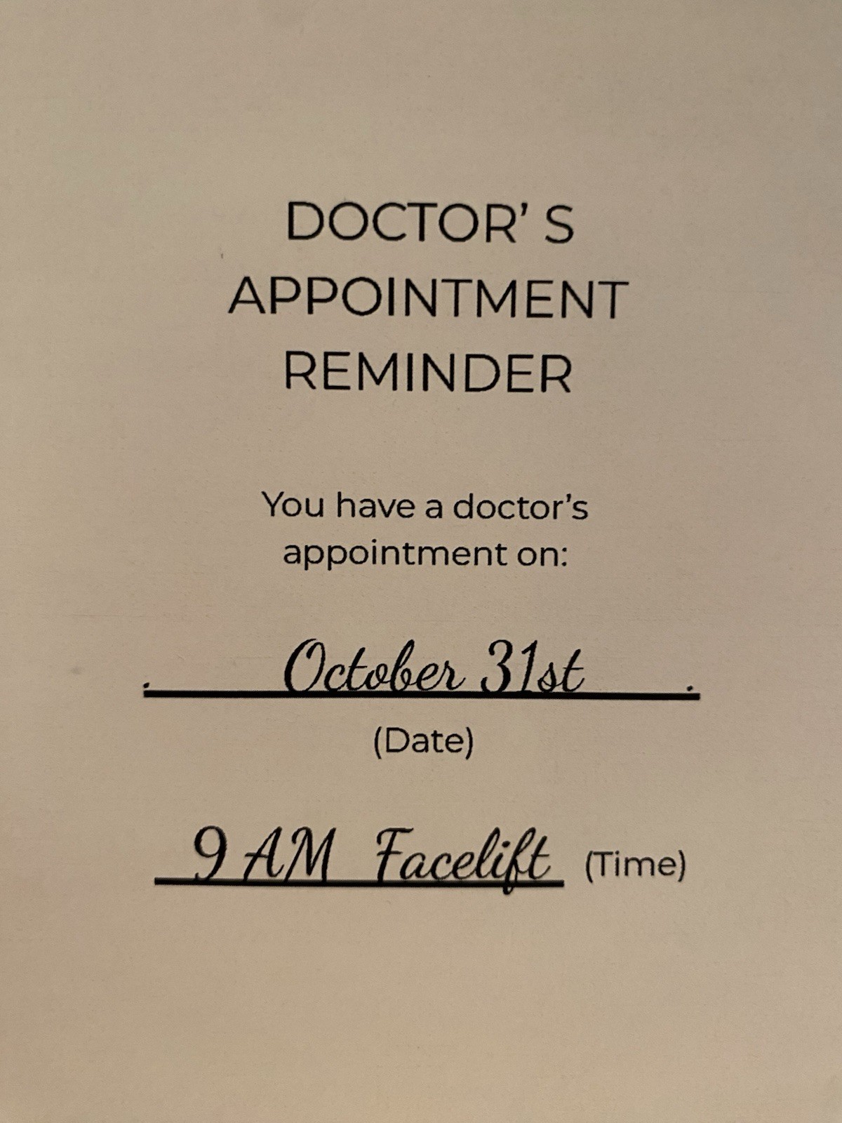 Sheet of Mrs. Potato Head’s Doctor Appointment reminder MELANIE MARTINEZ MV