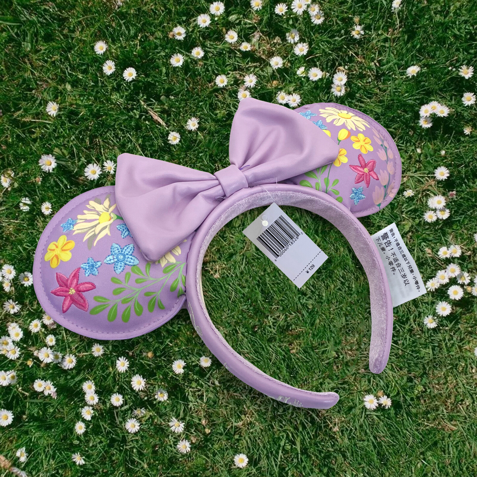 Disney-Parks Anniversary Minnie Mouse Puple Bow Flower Ears Mickey Headband Ears