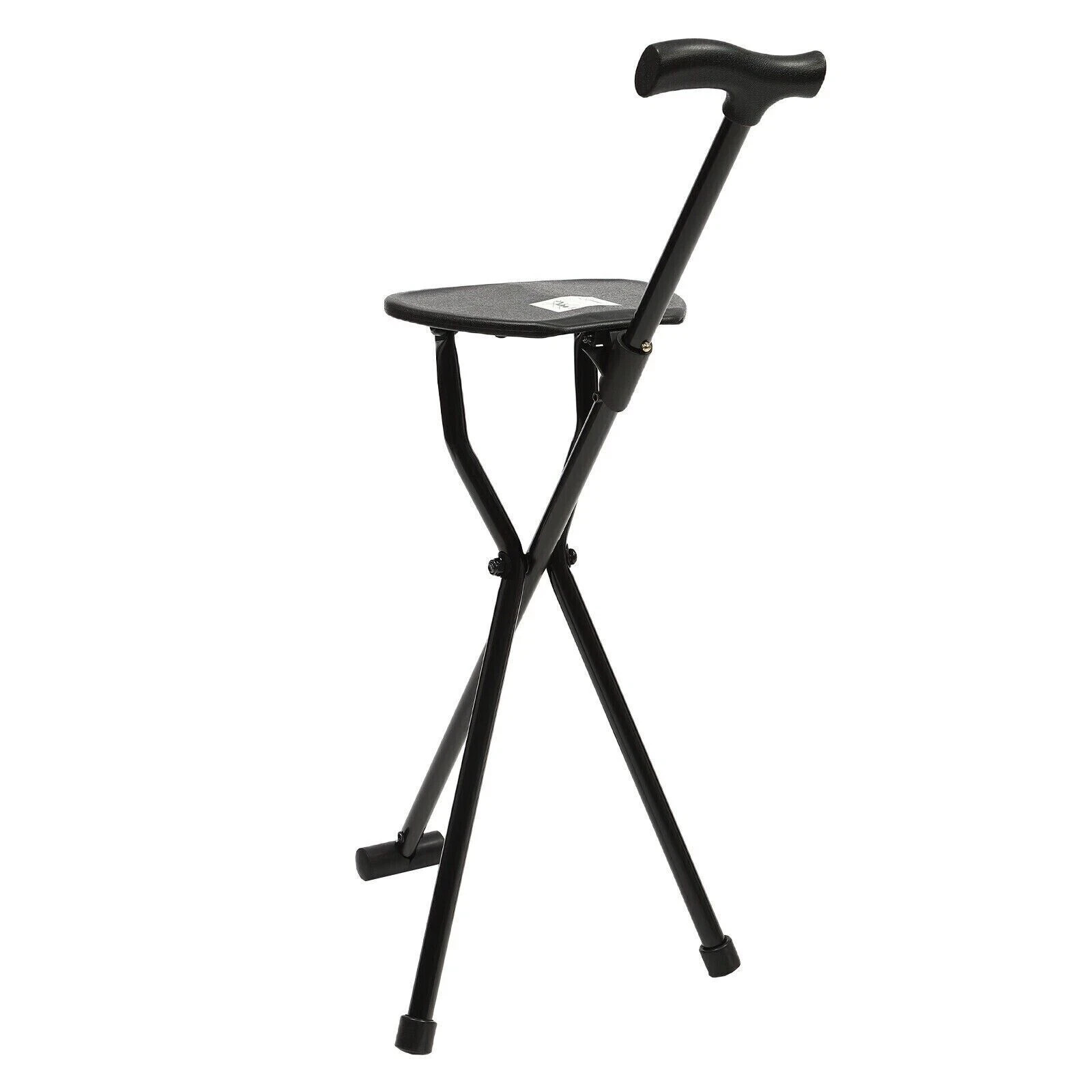 Folding Walking Cane with Tripod Chair Seat Stool Heavy Duty Adjustable Portable