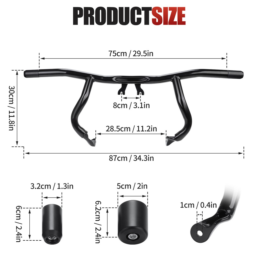 Front Rear Crash Bar Flat-Out Bar For Harley Road Glide Street Glide 2014-2025