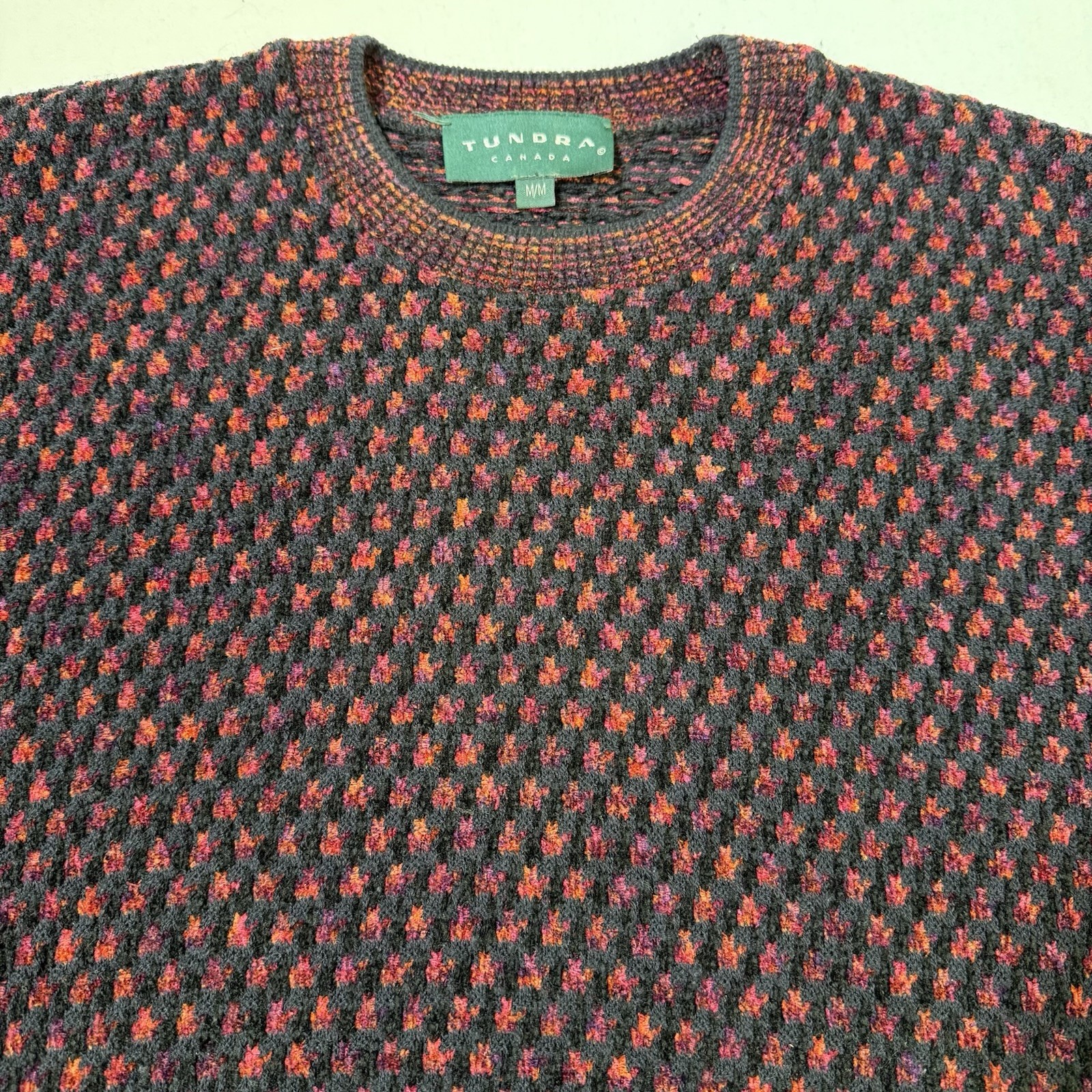 Tundra Sweater Mens M 3D Knit Coogi Style Geometric Grandpacore Cabincore Cosby