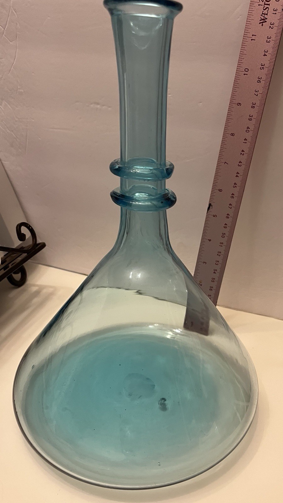 Vintage MCM Italian Aqua Empoli Glass Bottle 11x8 Without Stopper