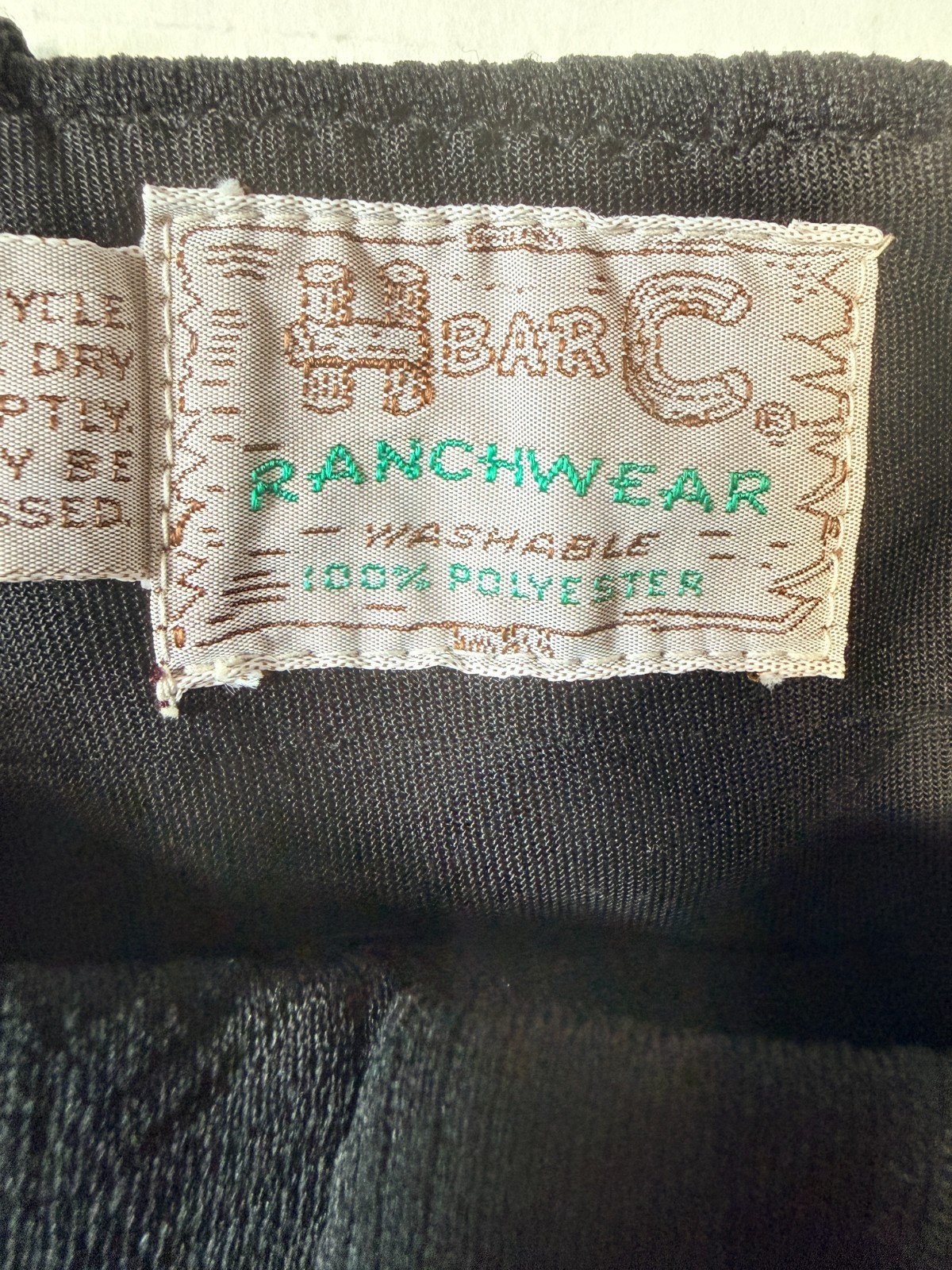 H Bar C Ranchwear - Vintage 60's Black Polyester Textured Pants USA - 32x31