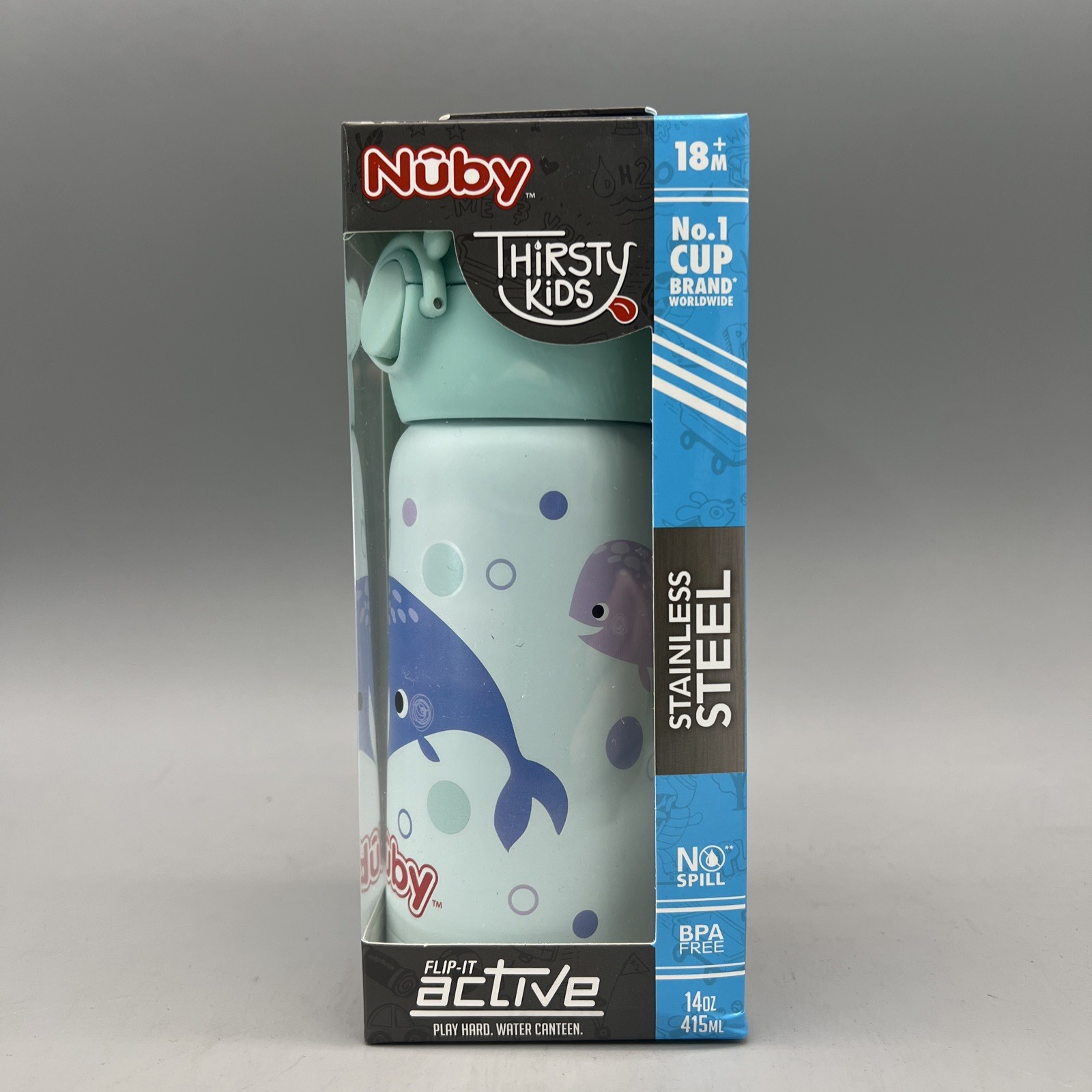 NEW Nuby Thirsty Kids 14oz Stainless Steel Active Cup