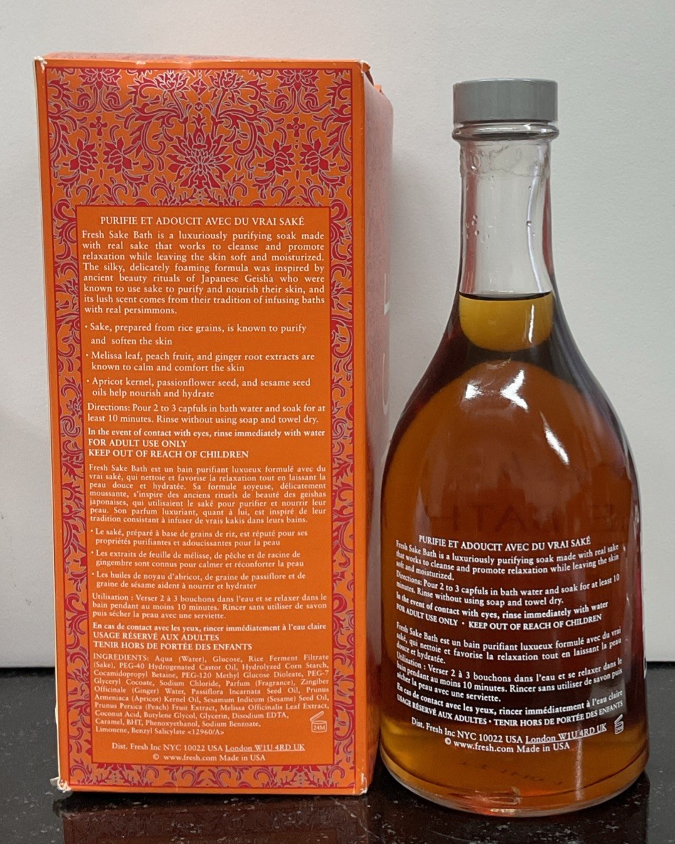 Fresh Sake Bath - Purifies & Softens Soothing Soak - 13.5 oz As Pictured