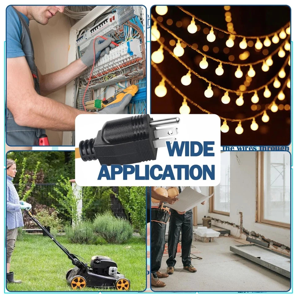 4PCS Electrical Replacement Plug 3 Prong Male Plug End Extension Cord Replacemen