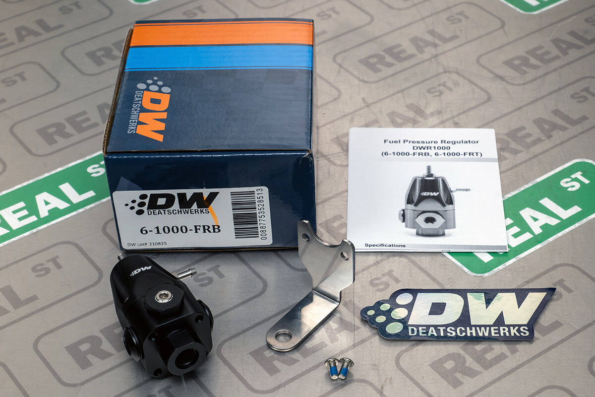 DW DWR1000 Adjustable Fuel Pressure Regulator 30-120 PSI 8AN Quad In / 6AN Black