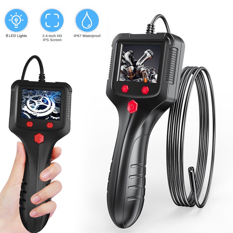 8mm LED Handheld Industrial Borescope Endoscope 2.4" Inspection Snake Camera