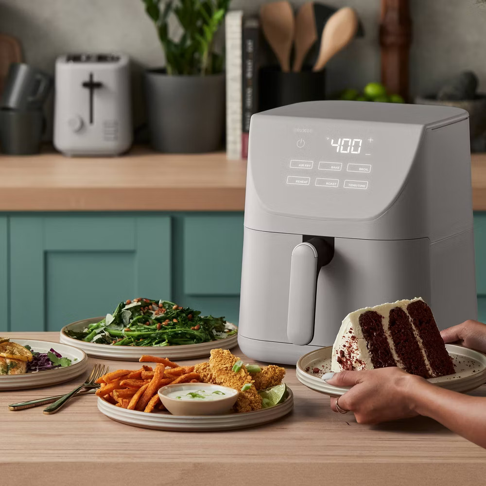 CRUXGG 6QT Air Fryer Gray 1500W Electric Parts 6-Quart Capacity