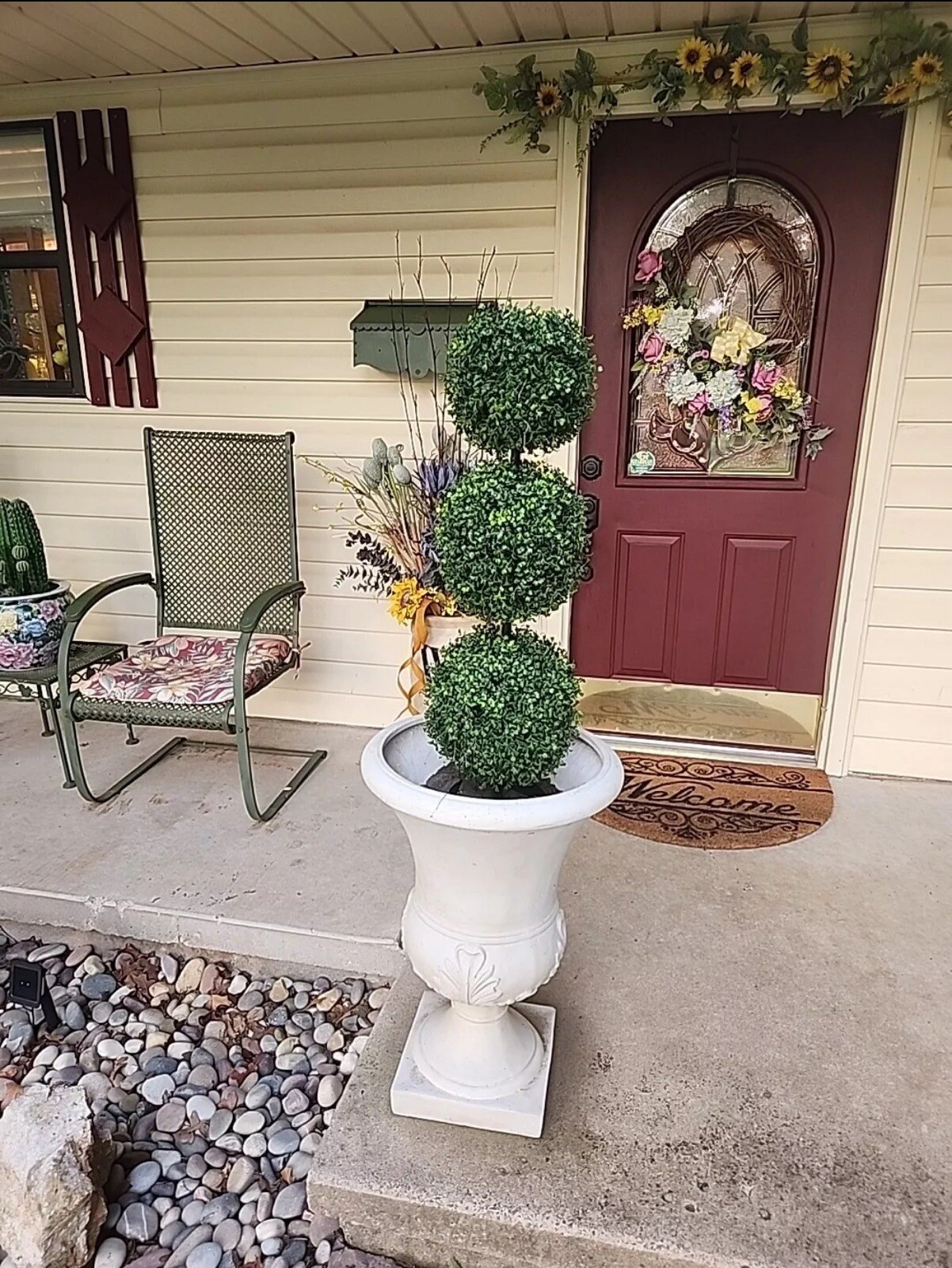 3' Topiary Boxwood Triple Ball Artificial Tree UV Indoor/Outdoor Home Decor.