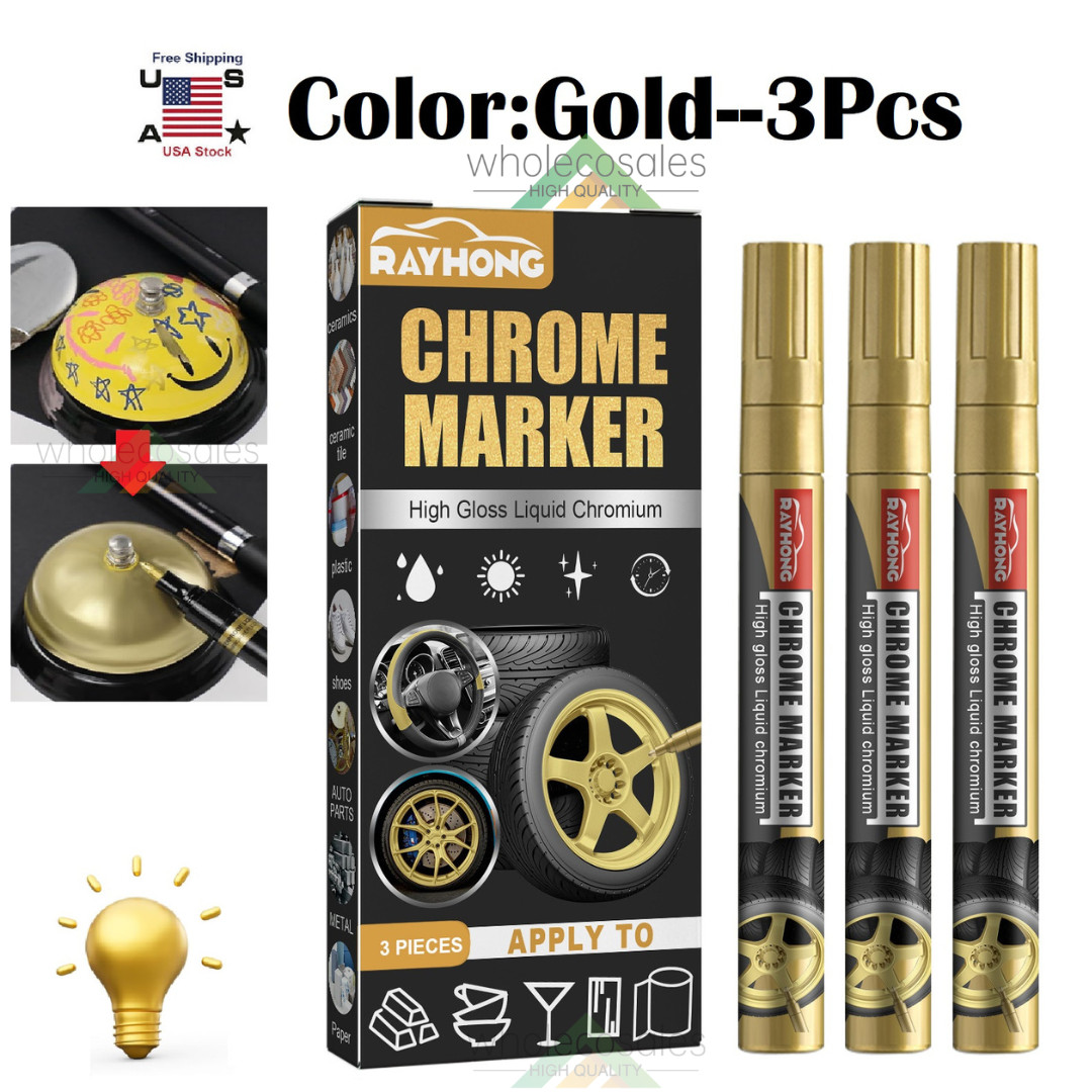 6× Liquid Mirror Chrome Marker Set DIY Car Paint Pen Metal Marker Plated Pens US