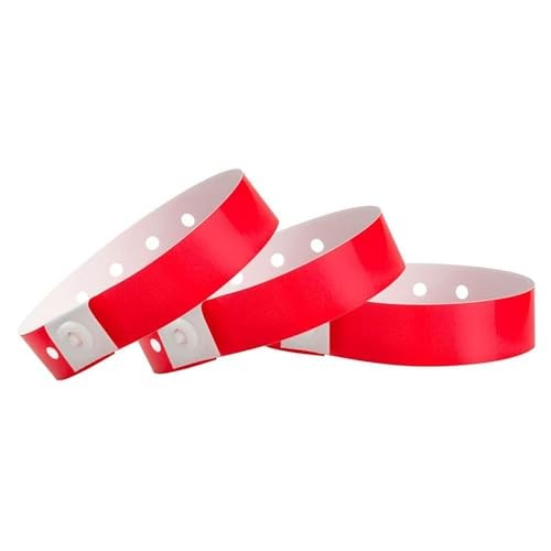 Plastic Wristbands for Events – Extended Wear, Secure Snap 500 Neon Red
