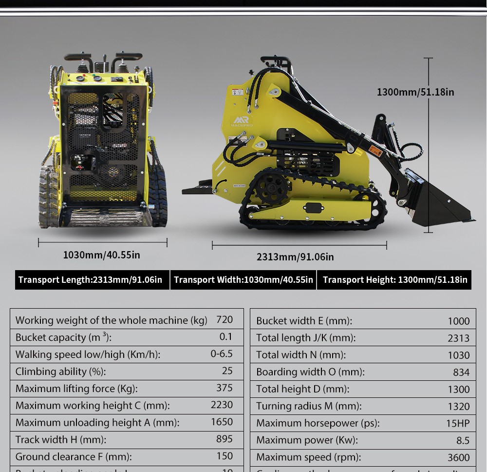13.5HP Mini Skid Steer Track Loader with Hydraulic Drive