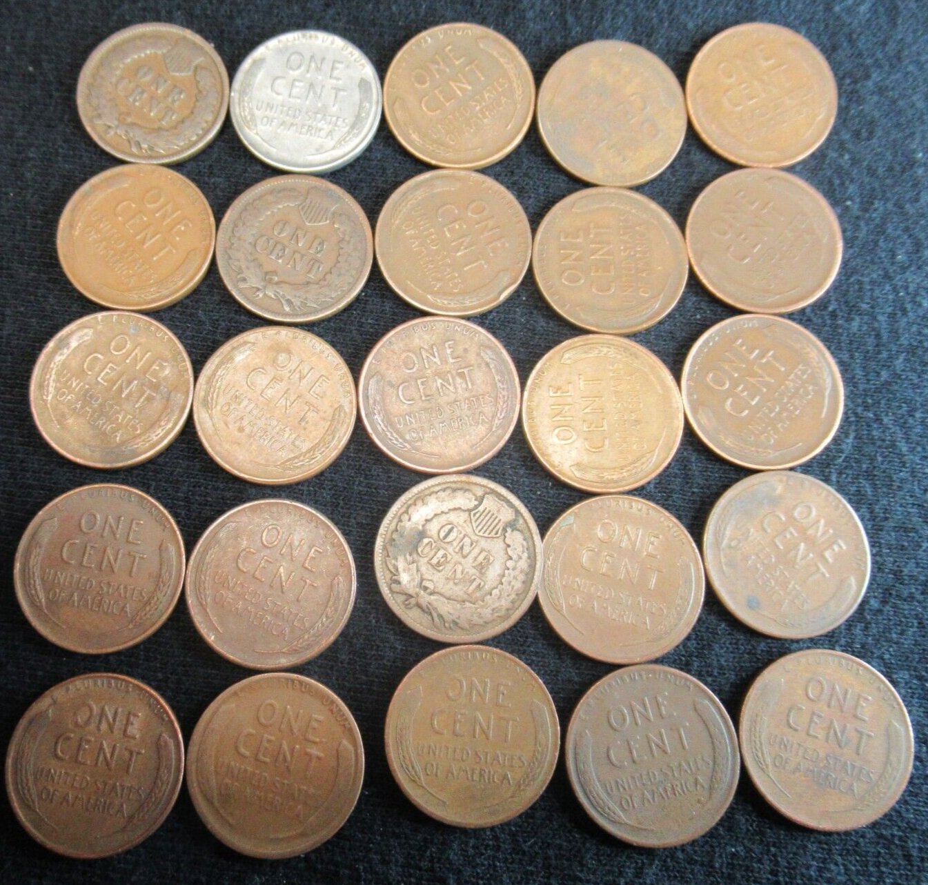 INDIAN HEAD CENT PENNY WHEAT CENT PENNY ROLL LOT 1800'S 1900'S