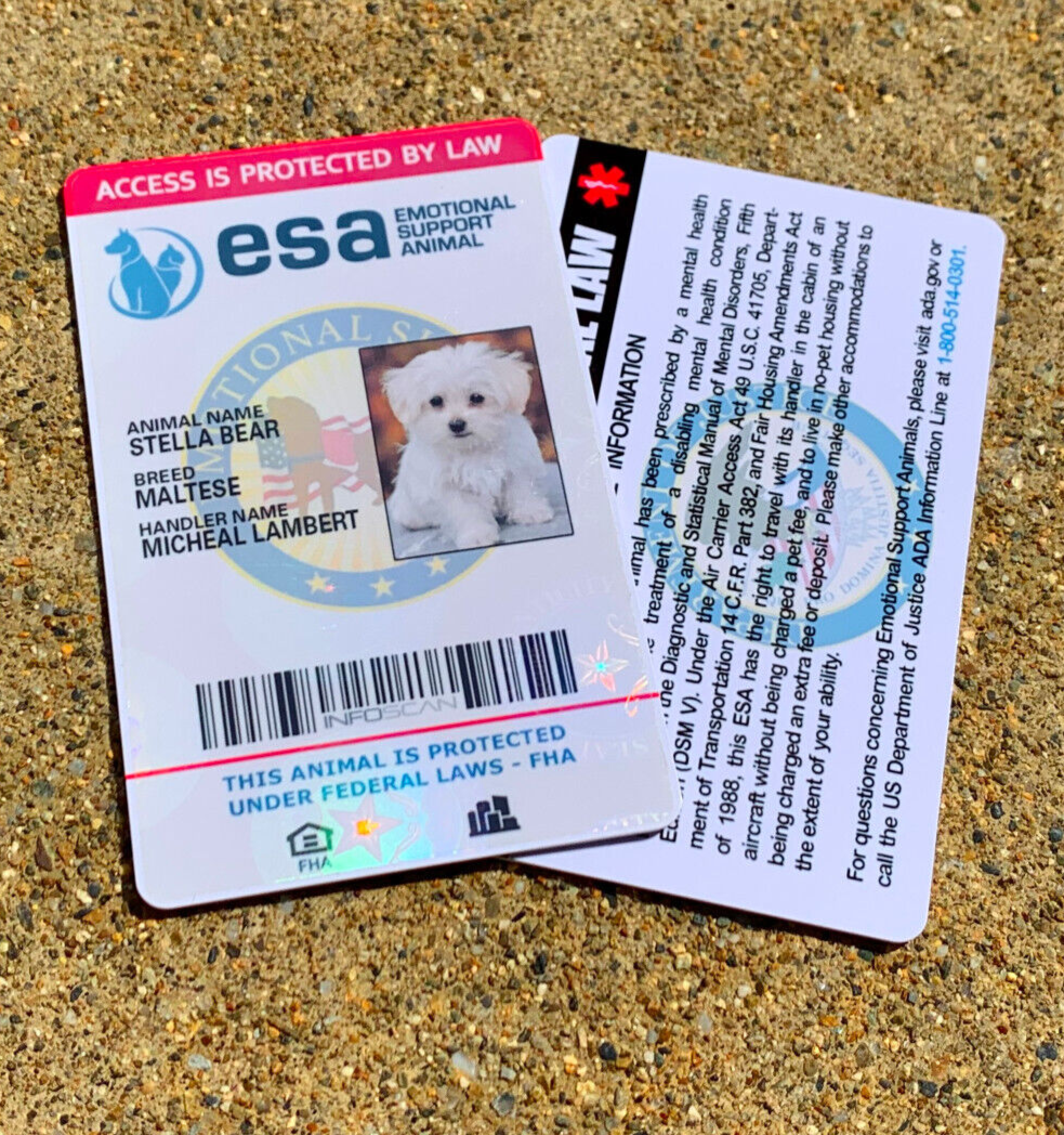 ESA ID CARD FOR EMOTIONAL SUPPORT DOG / CAT ANIMAL / SERVICE DOG - HOLOGRAPHIC