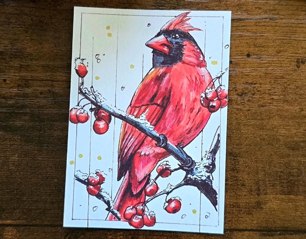 ACEO PRINT Limited Edition Northern Cardinal Numbered and Signed