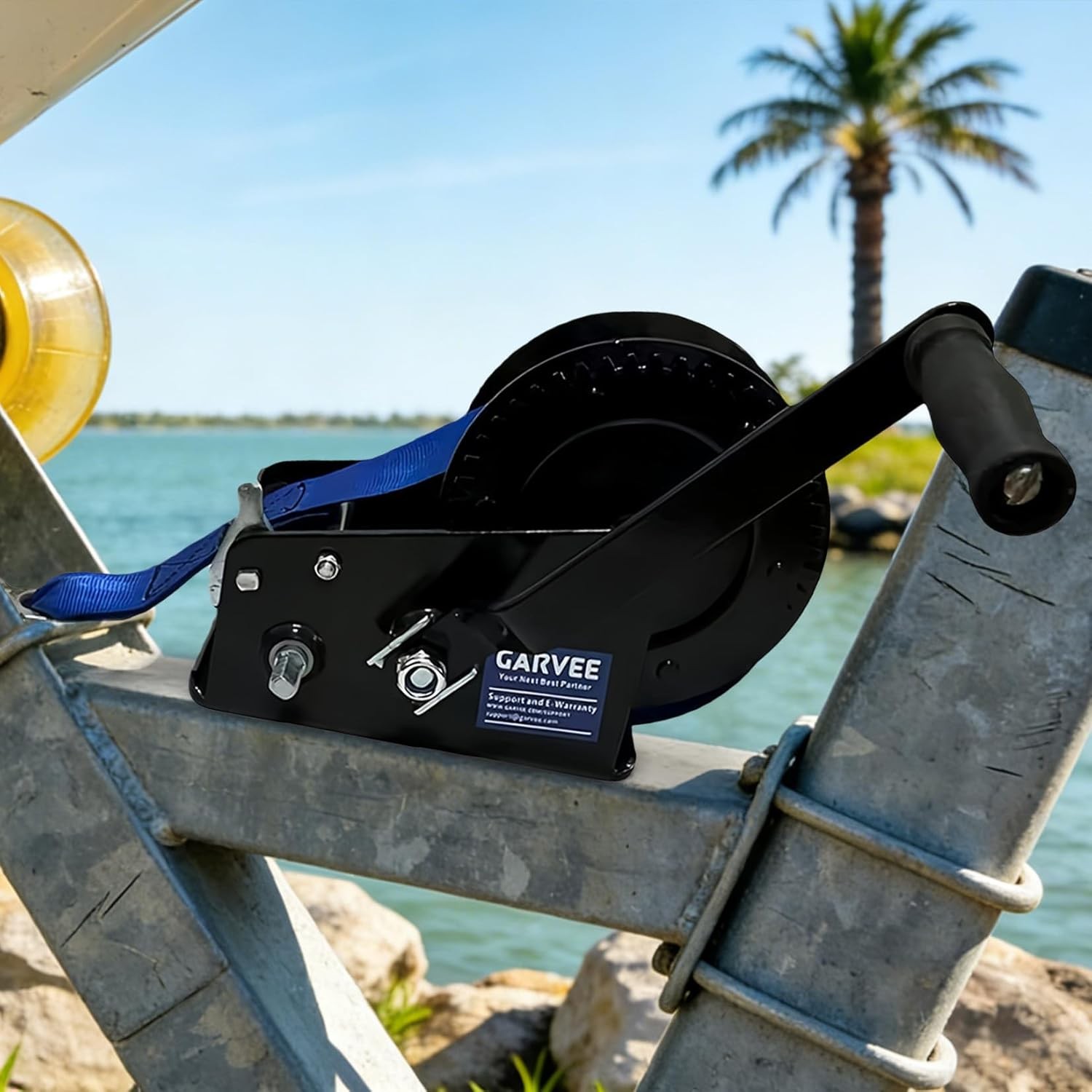 3500lbs Heavy Duty Boat Trailer Winch w/33FT Strap Dual-Speed 4:1/8:1 Gear Ratio