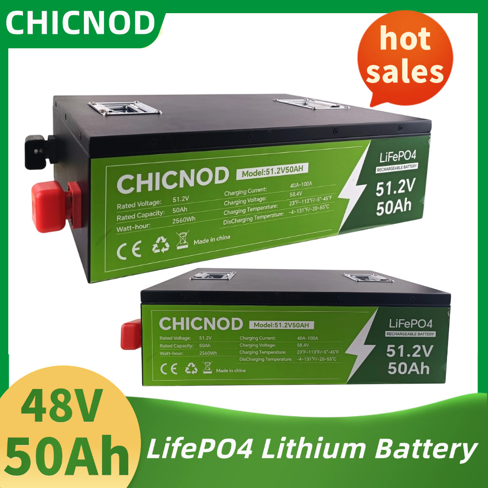 CHICNOD 48V 50Ah LiFePO4 Lithium Battery Built-in BMS Deep Cycles for Golf Carts