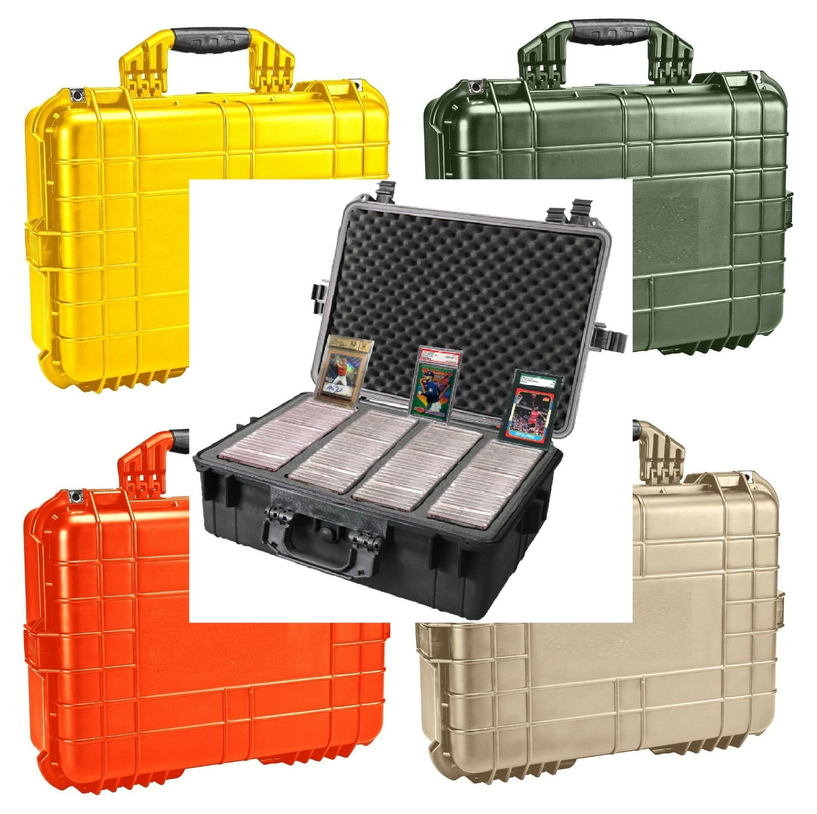 EXTRA LARGE XL ORANGE WATERPROOF STORAGE TRAVEL CASE PSA / BGS GRADED CARD SLABS