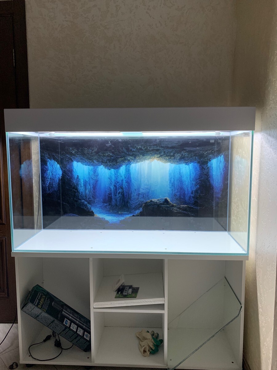 Aquarium Background Sticker, Underwater Caves Fish Tank Decorations Poster