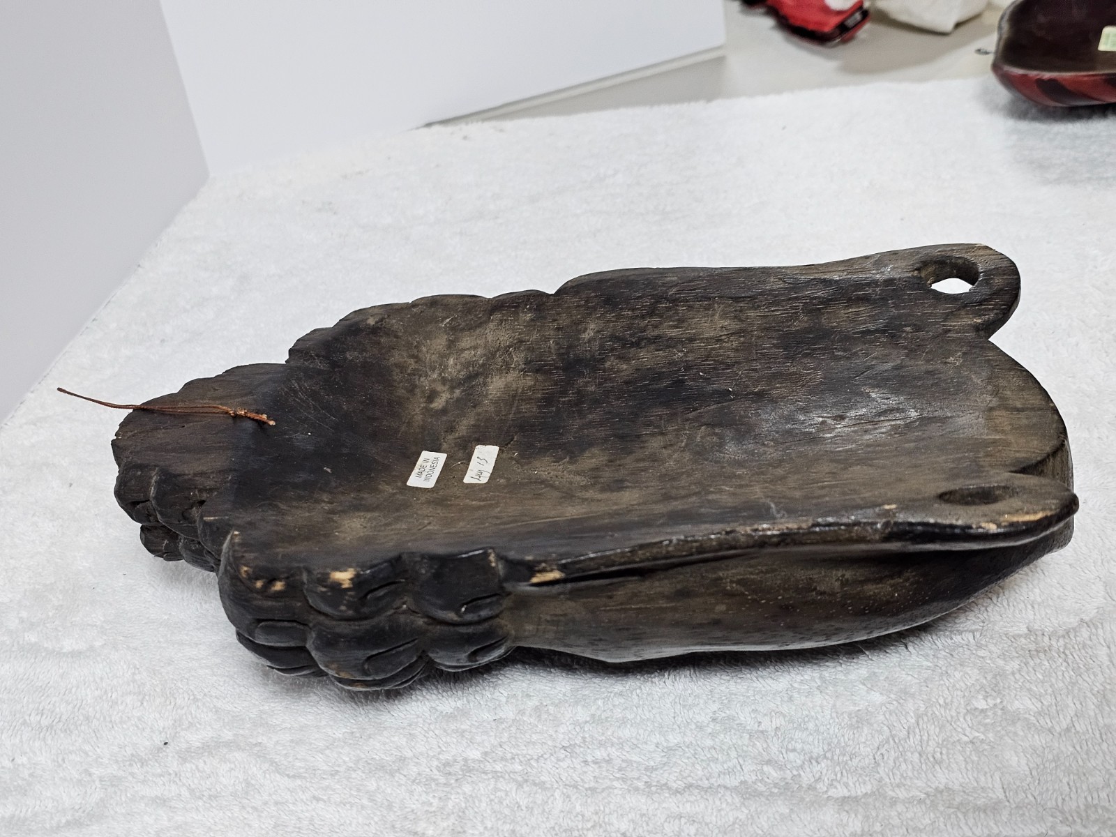 VTG Indonesian Hand Carved Wooden Buddha Head Wall Mask 11" Tribal Art Decor