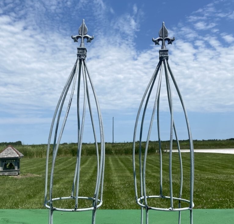 19" Twist Plant Support Garden Trellis Topiary, Rusty Wrought Iron Obelisk