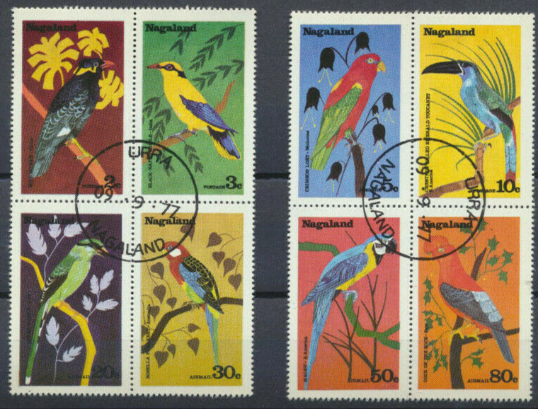 Nagaland Birds Complete (CTO - Cancelled) Set of 8 Birds in Vibrant Colors