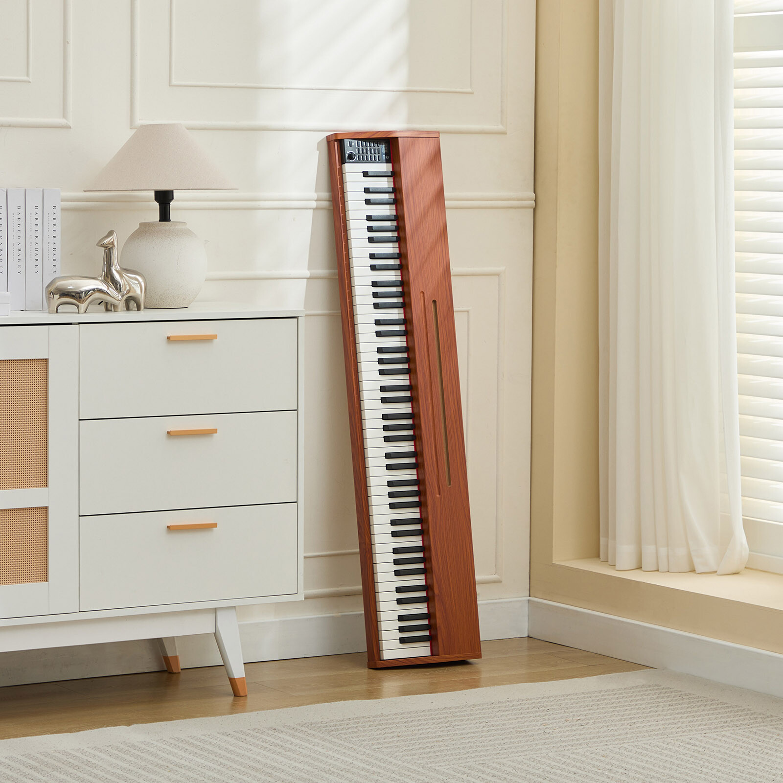 MUSTAR 88-Key Semi-Weighted Digital Piano with USB MIDI, Brown