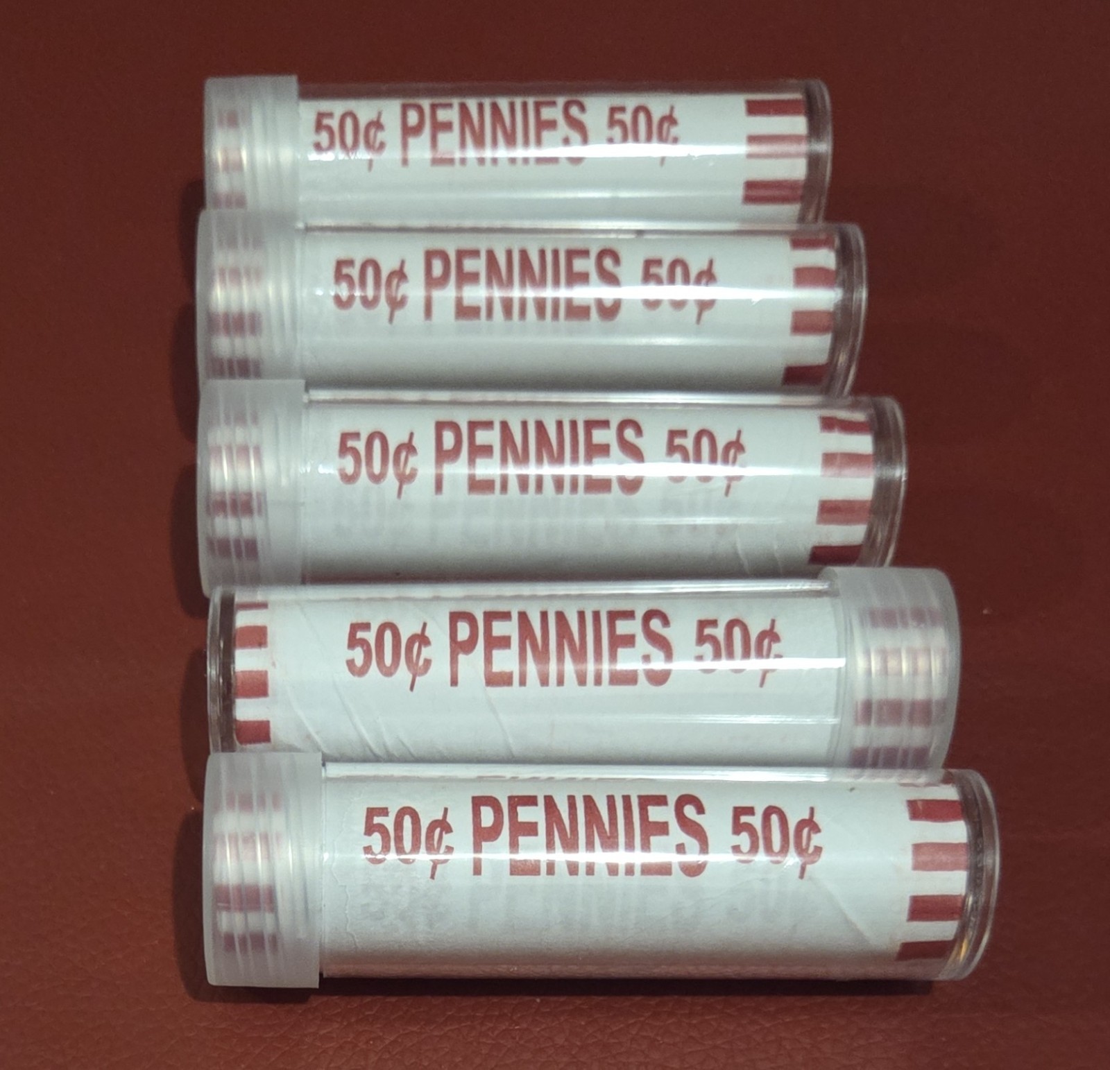 2025 D Penny Rolls, -5- Rolls & 5 Tubes* FREE SHIPPING*LAST YEAR! Uncirculated!!