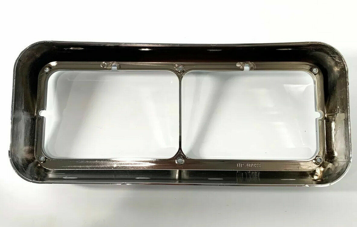 Pair Chrome Plastic Headlight Bezels w/ Visor For Dual Rectangle 4x6 Headlamp