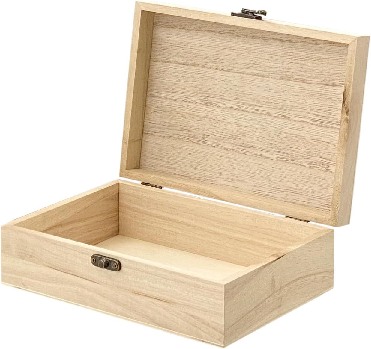 6 Pack Unfinished Wood box with Lid Crafts Wooden Box for DIY Arts Project (8...
