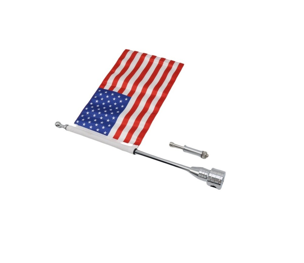 Chrome Motorcycle American USA Flag pole Luggage Rack Mount For Harley Touring