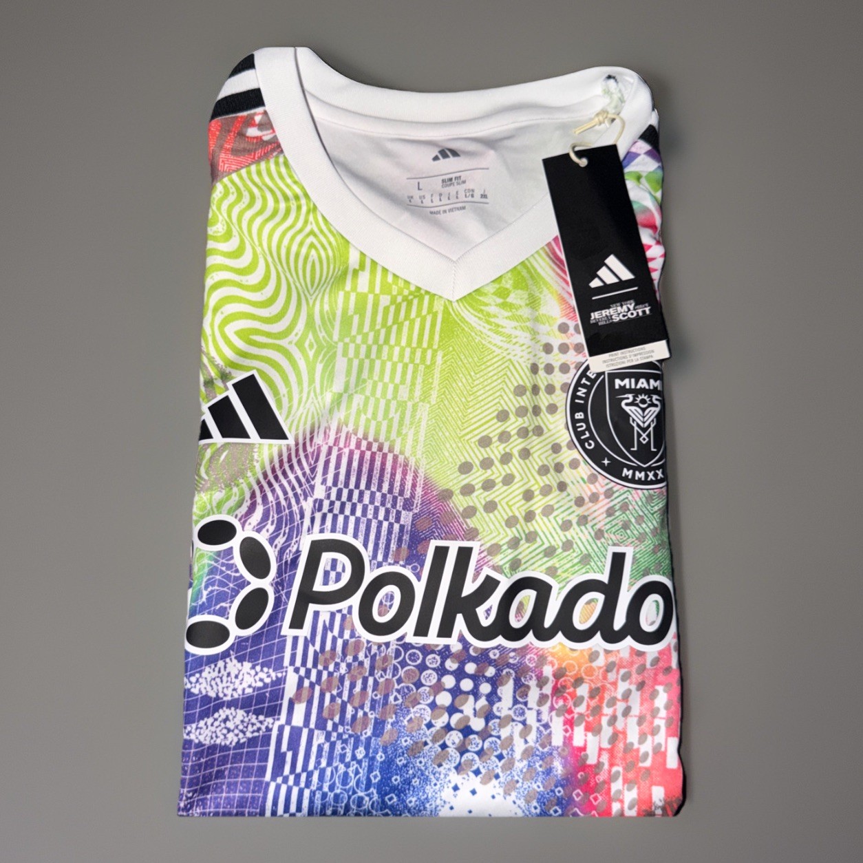 Adidas Inter Miami x Jeremy Scott Jersey NWT Men’s Size Large Polkadot Slim Fit