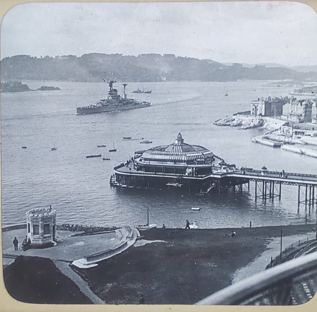 Plymouth Sound/Harbor, Drake's Island, England c1920's Magic Lantern Glass Slide