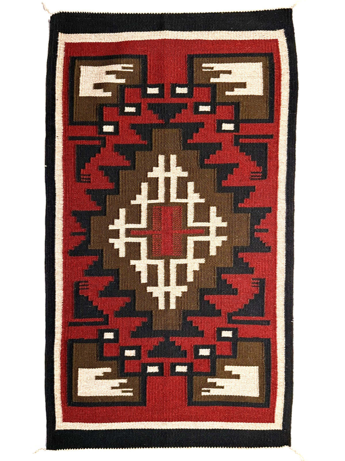 BEAUTIFUL NAVAJO GANADO RUG, INTRICATE DESIGN, HANDSPUN WOOL, 20TH C, MINT